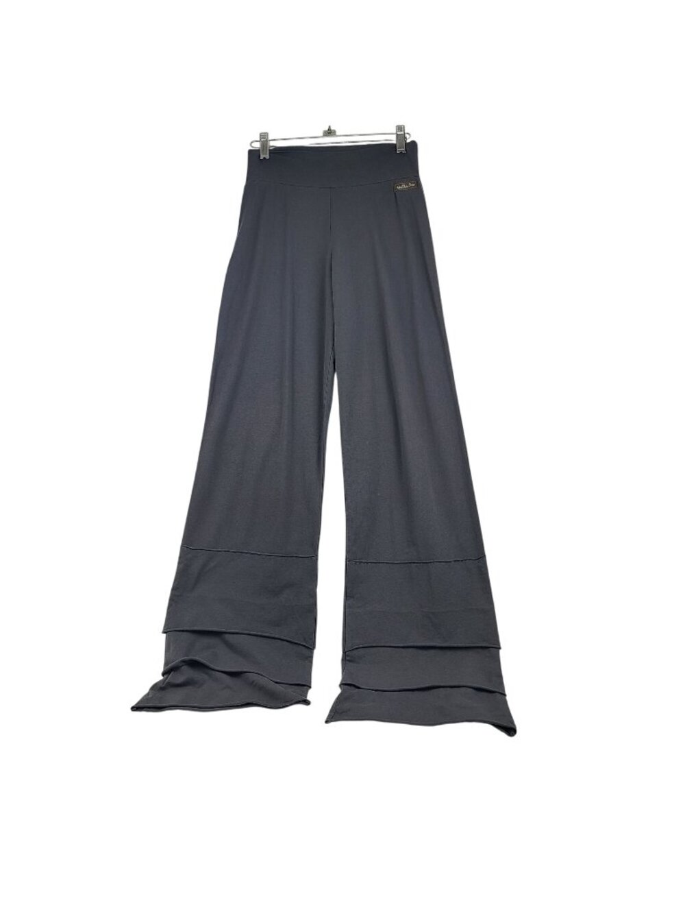 Matilda Jane Noir Finn Pants Tiered Ruffle Wide Leg Gray Raw Hem Woman Medium